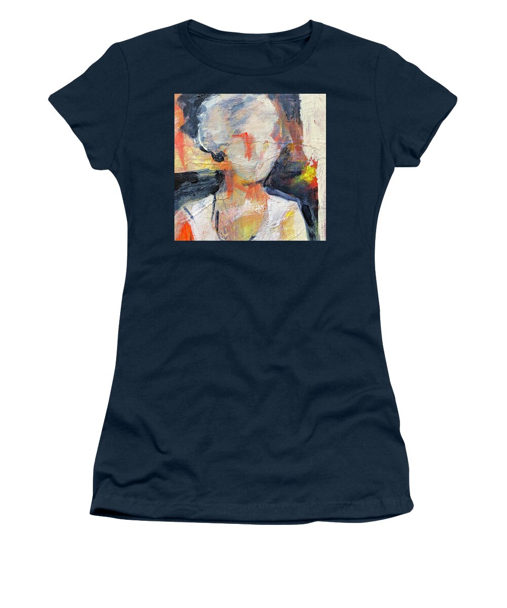 Portrait Women's T-Shirt featuring the painting Lost in Thought by Sharon Sieben
