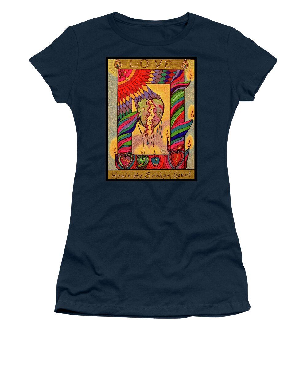 Love Women's T-Shirt featuring the drawing Love Heals by Karen Nice-Webb