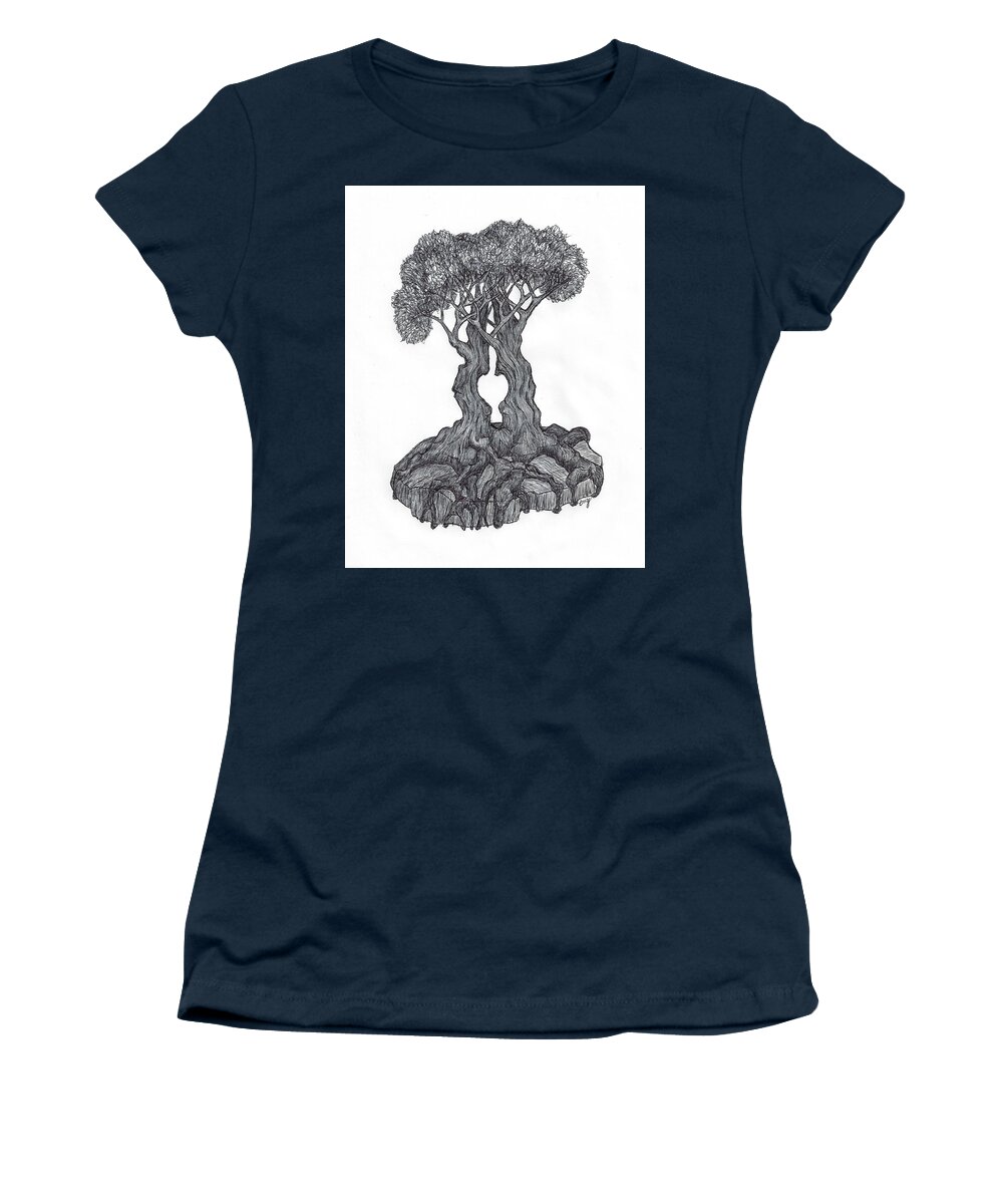 Trees Women's T-Shirt featuring the drawing Love Trees by Teresamarie Yawn