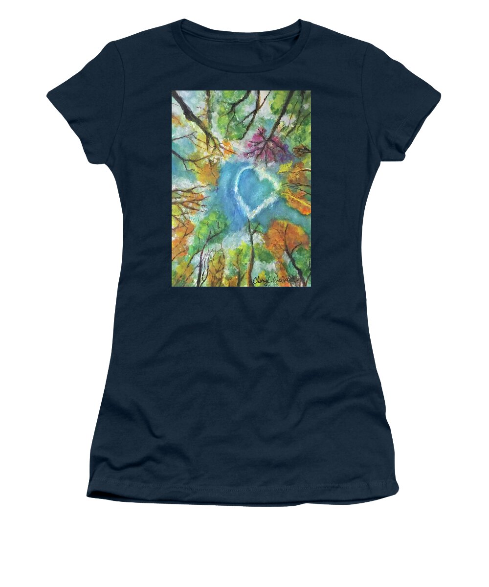 Fall Women's T-Shirt featuring the painting Loved from Afar by Cheryl Wallace
