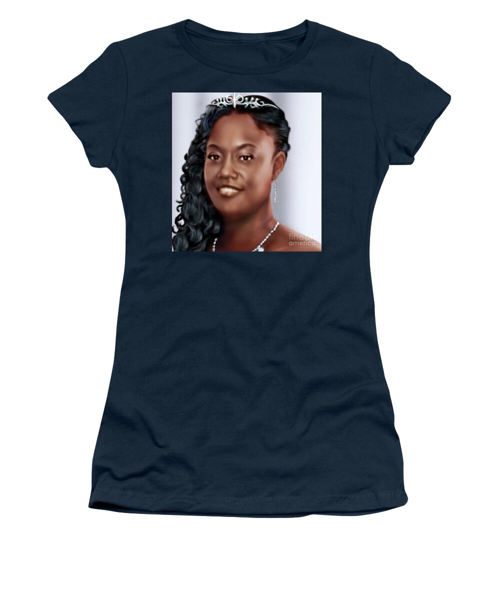 African American Bride Women's T-Shirt featuring the painting Lovely Trena Up Close and Personal by Reggie Duffie