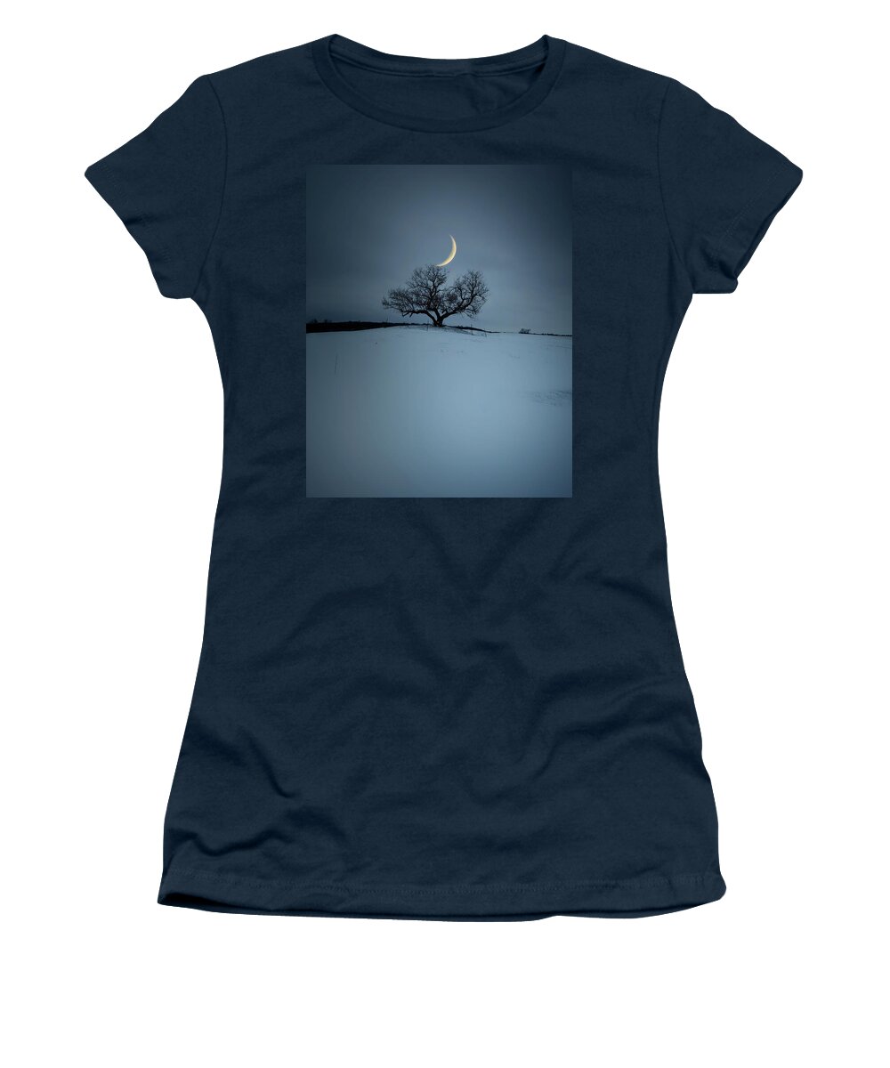 Photography Women's T-Shirt featuring the photograph Lover's Moon by Aaron J Groen