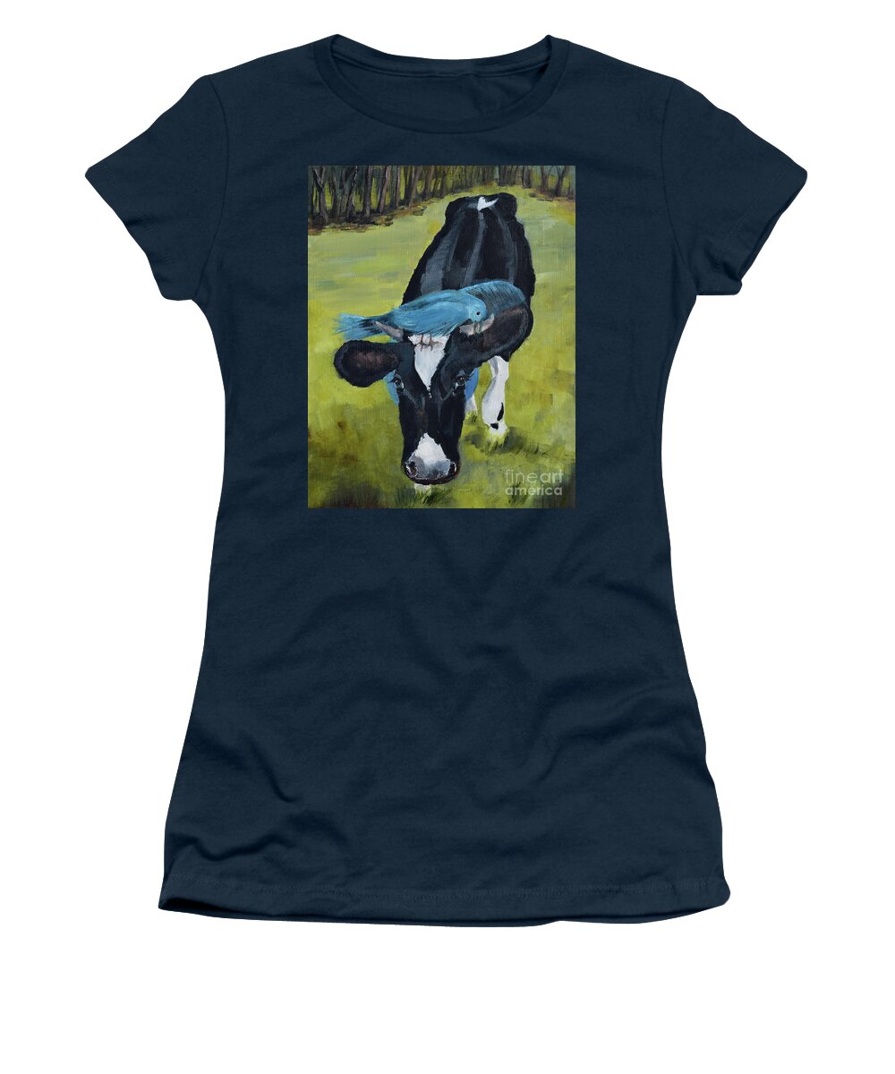  Women's T-Shirt featuring the painting Lovey Dovey on Bessies Head by Jan Dappen