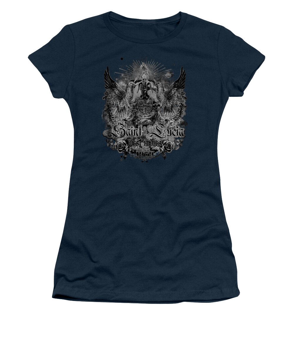 Saint Lucia Women's T-Shirt featuring the digital art Lucian Patriot in grey by Christopher Cox