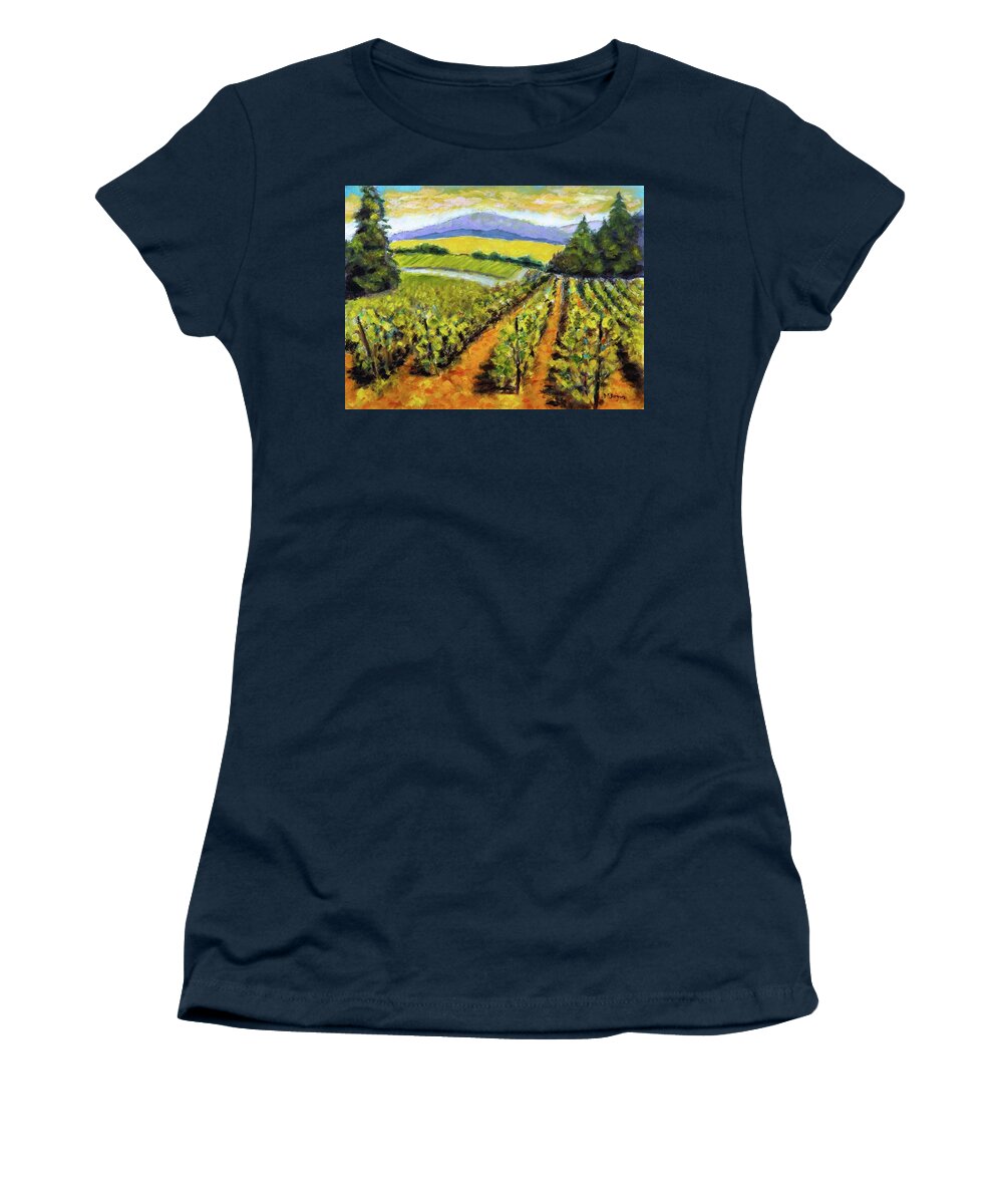 Landscape Women's T-Shirt featuring the painting Lumos Vineyard Philomath by Mike Bergen