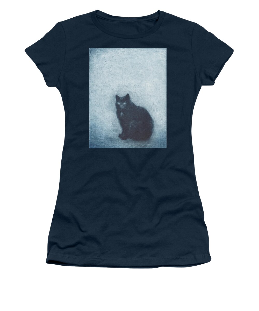 Cat Women's T-Shirt featuring the drawing Madame Escudier - etching by David Ladmore