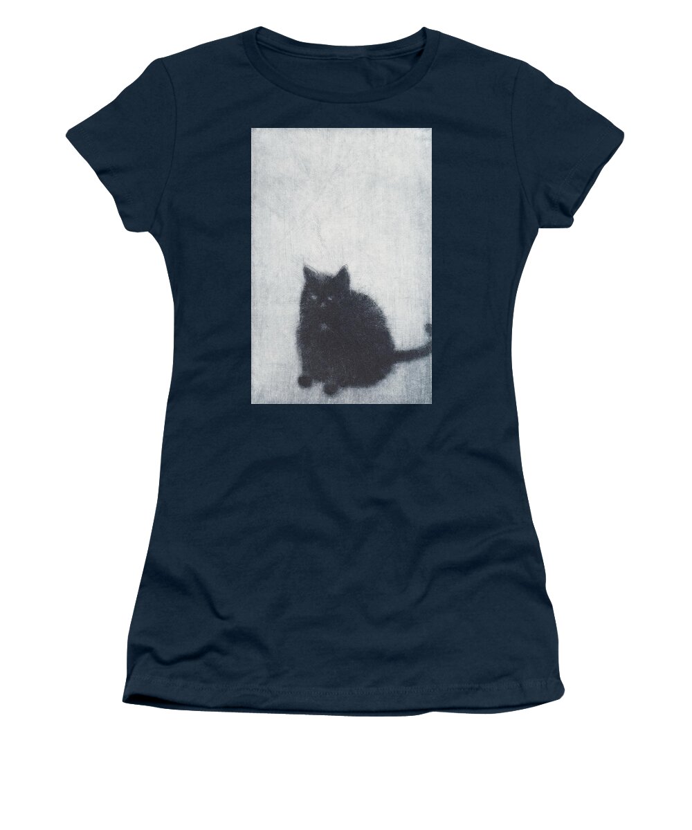 Cat Women's T-Shirt featuring the drawing Madame X - etching by David Ladmore