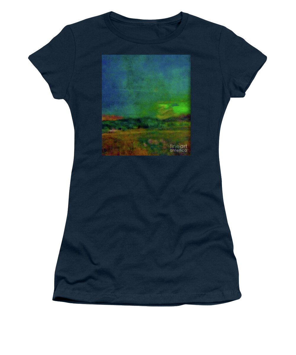 “ To Live Within Limits Women's T-Shirt featuring the painting Maine Meadows Aroostook County by FeatherStone Studio Julie A Miller