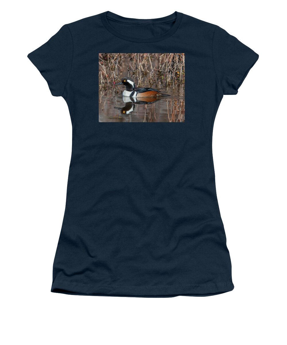 Nature Women's T-Shirt featuring the photograph Male Hooded Merganser DWF0231 by Gerry Gantt