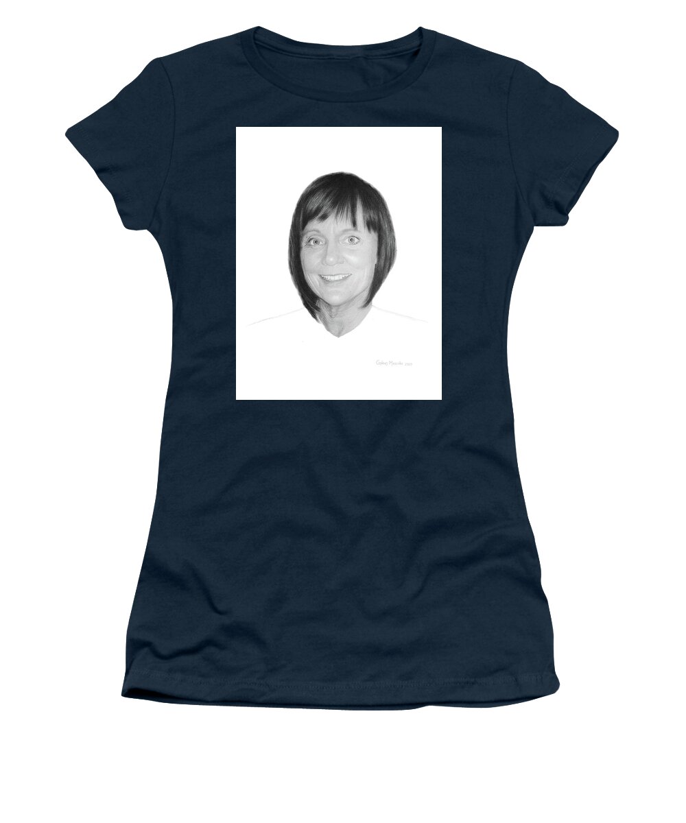 Portrait Women's T-Shirt featuring the drawing Marie by Conrad Mieschke