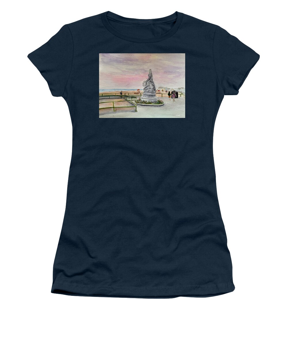 Marine Memorial Women's T-Shirt featuring the painting Marine Memorial on Hampton Beach by Anne Sands