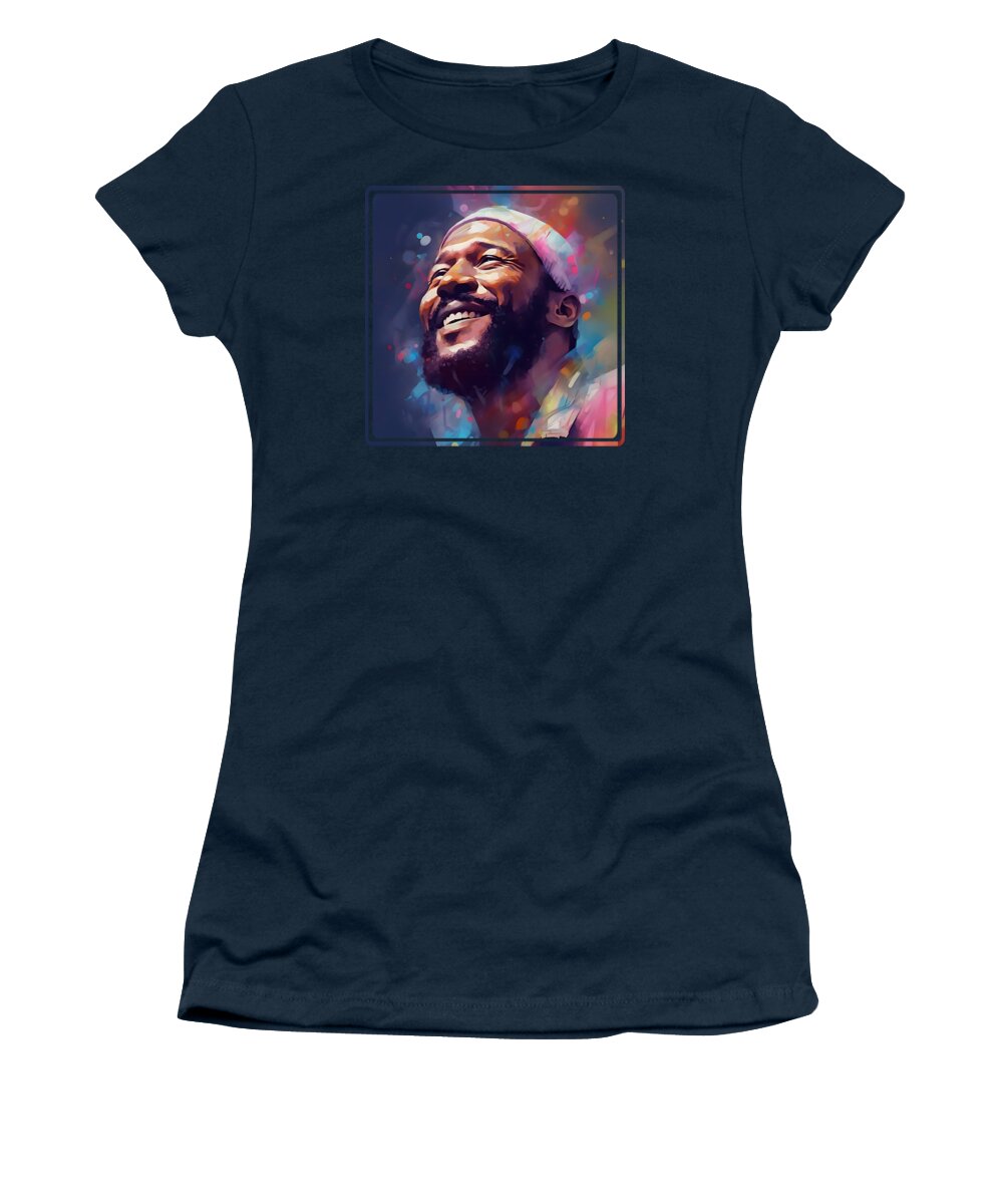 Marvin Gaye Women's T-Shirt featuring the painting Marvin Gaye by Mark Ashkenazi