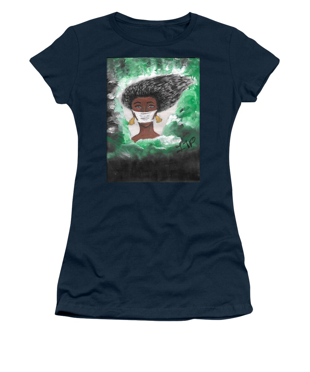 Mask Women's T-Shirt featuring the painting Masked Goddess by Esoteric Gardens KN