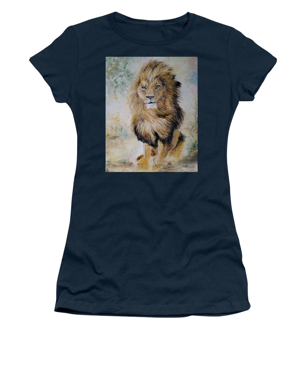 Lion Women's T-Shirt featuring the painting Matthew's Lion by Judith Rhue
