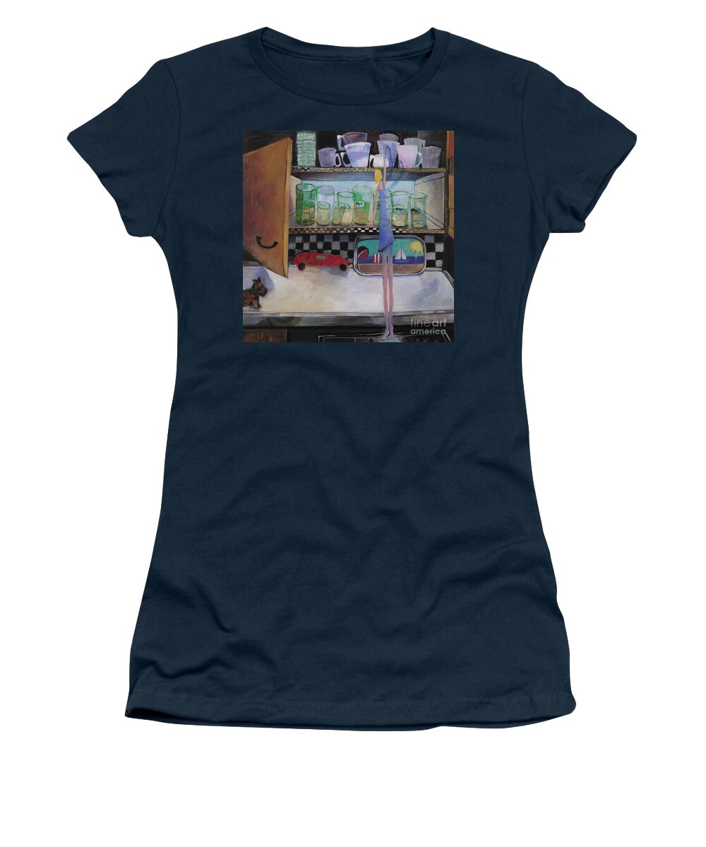 Reaching Women's T-Shirt featuring the painting Reaching by Cherie Salerno