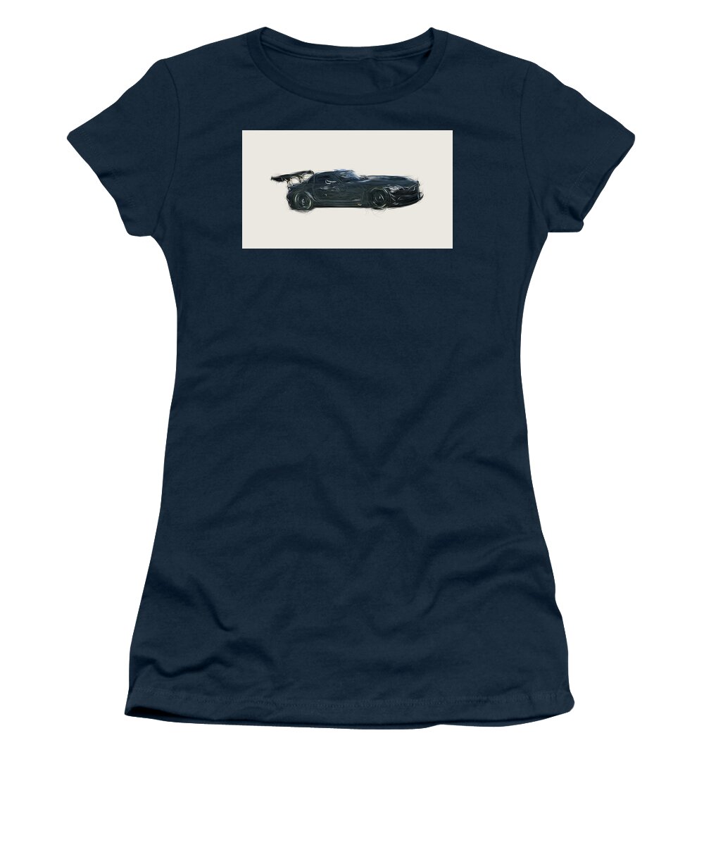 2013 Women's T-Shirt featuring the digital art Mercedes Benz SLS AMG GT3 by CarsToon Concept