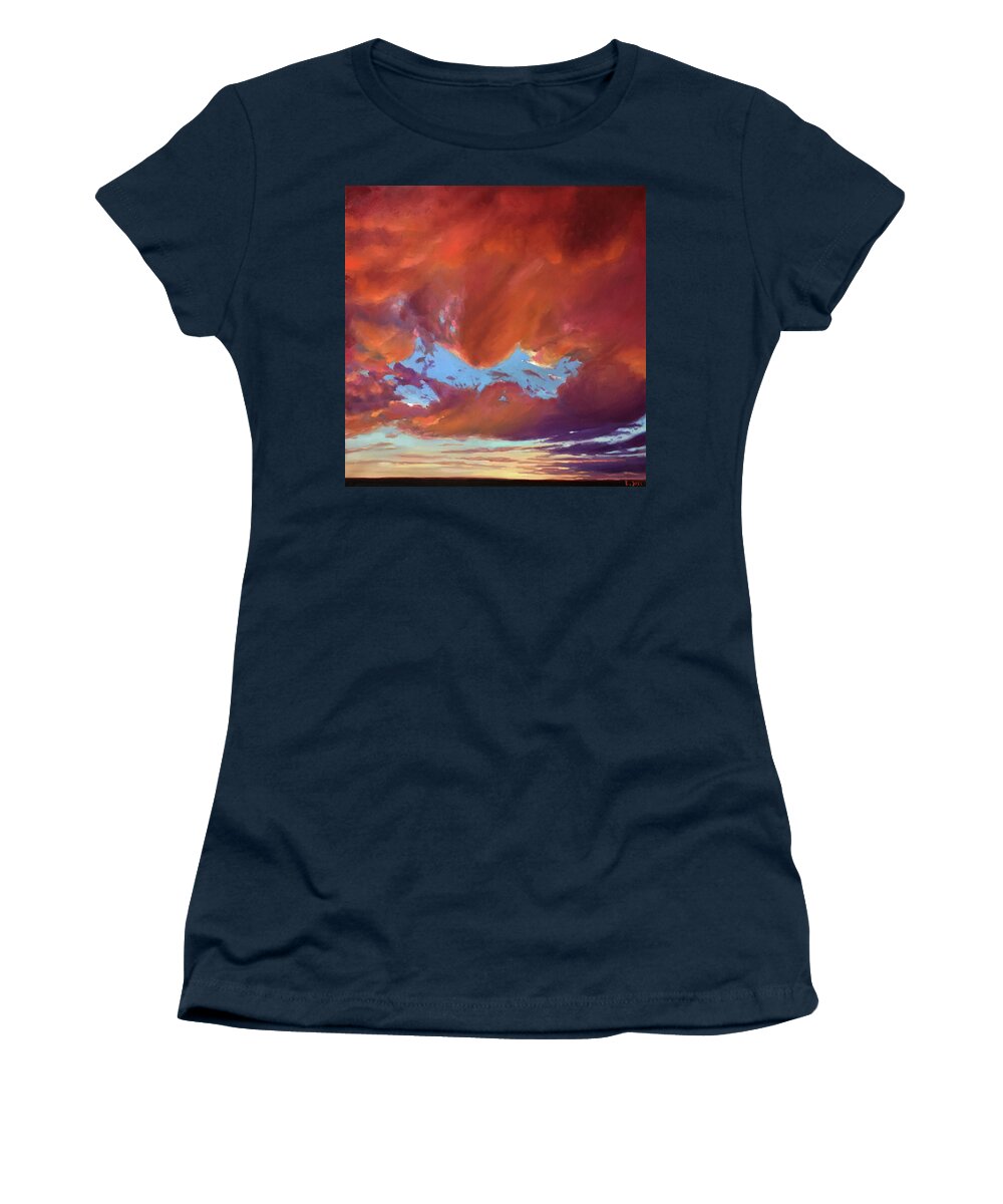 Sunset Women's T-Shirt featuring the painting Mesa Sunset by Elizabeth Jose