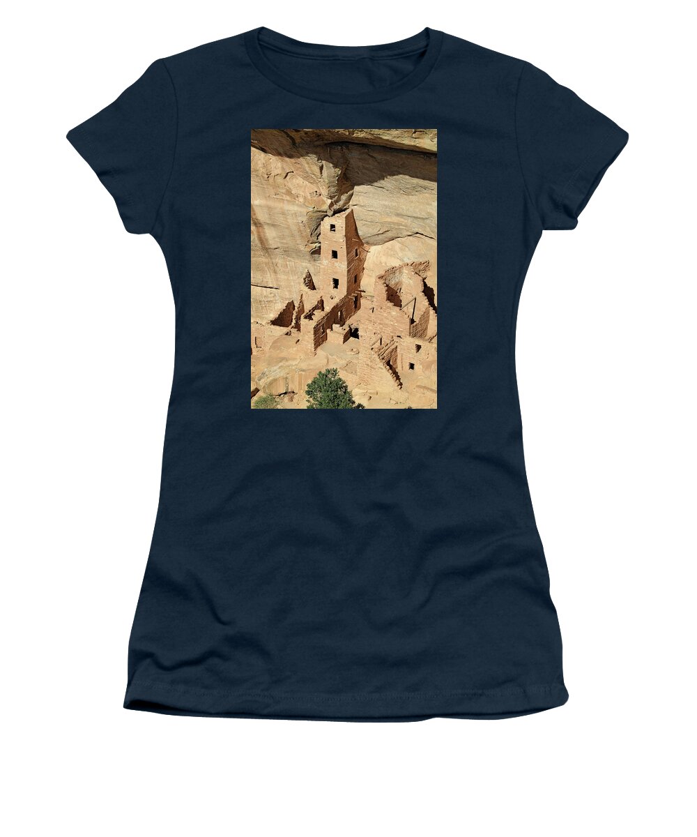 Mesa Verde National Park Women's T-Shirt featuring the photograph Mesa Verde - Square Tower House by Richard Krebs