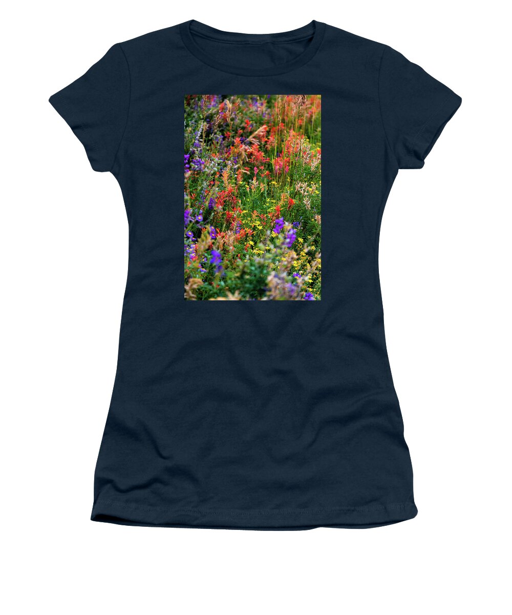 Mesa Verde Women's T-Shirt featuring the photograph Mesa Verde Wildflowers by Joe Kopp