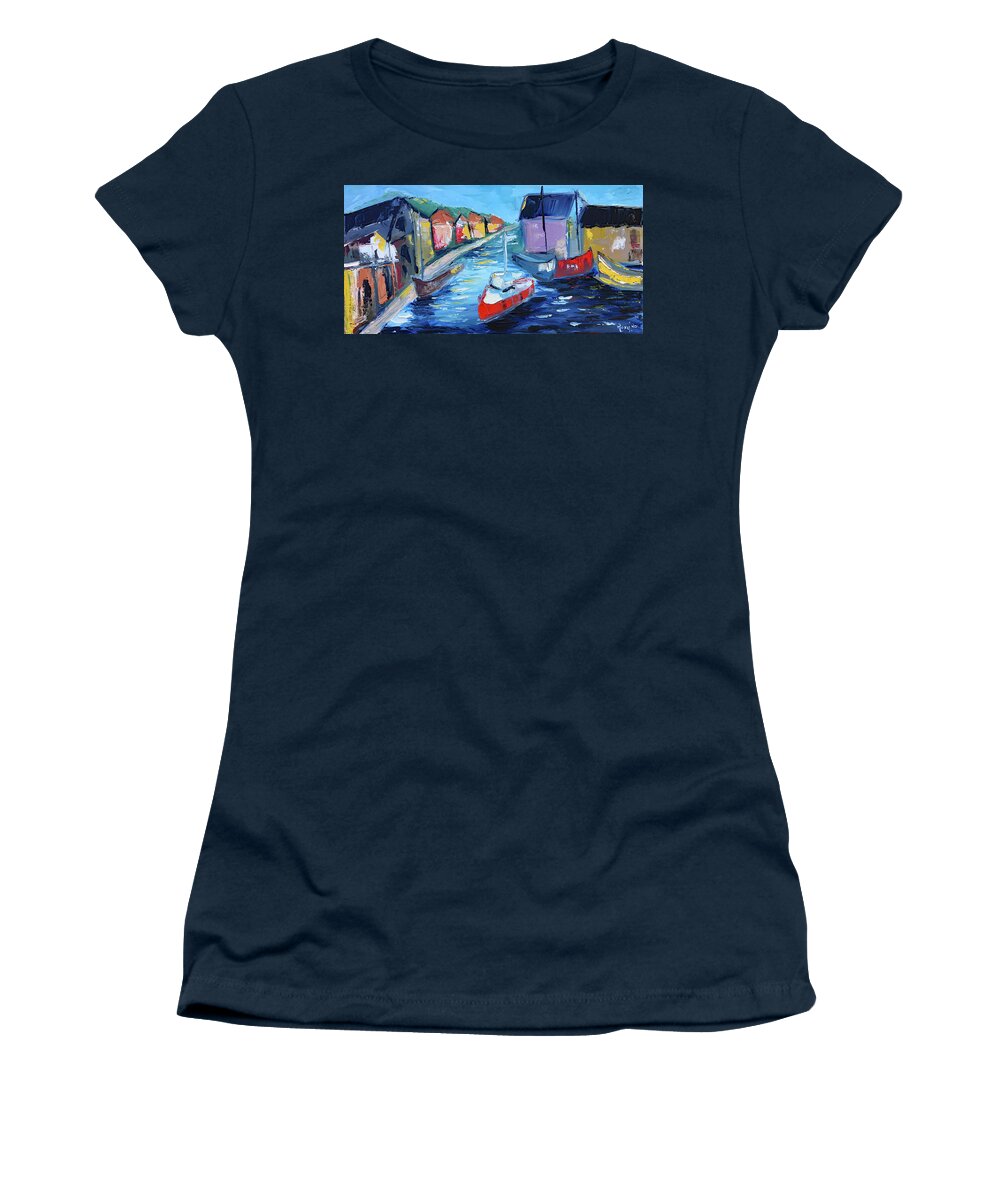 Mevagissey Women's T-Shirt featuring the painting Mevagissey by Roxy Rich