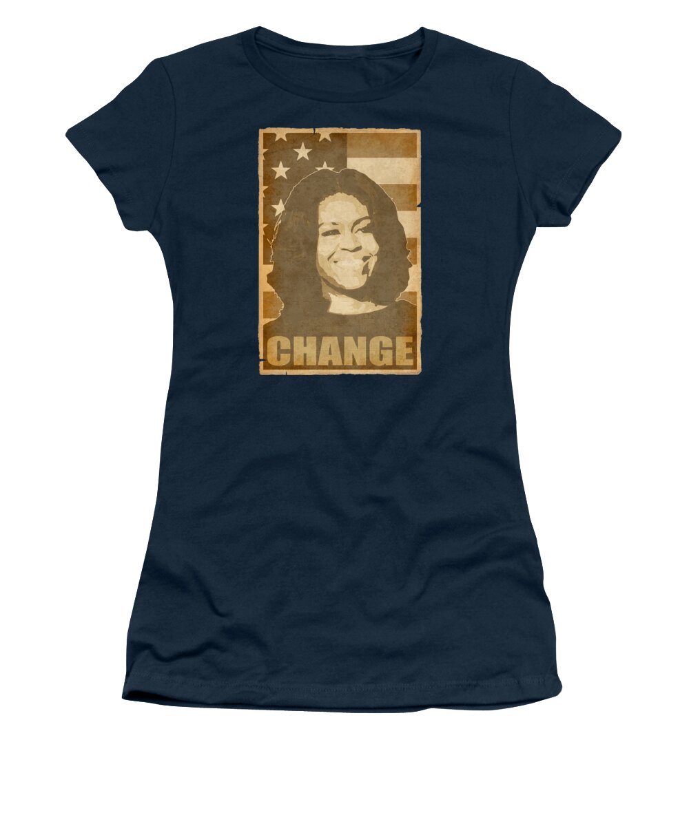 Michelle Women's T-Shirt featuring the digital art Michelle Obama Change by Filip Schpindel