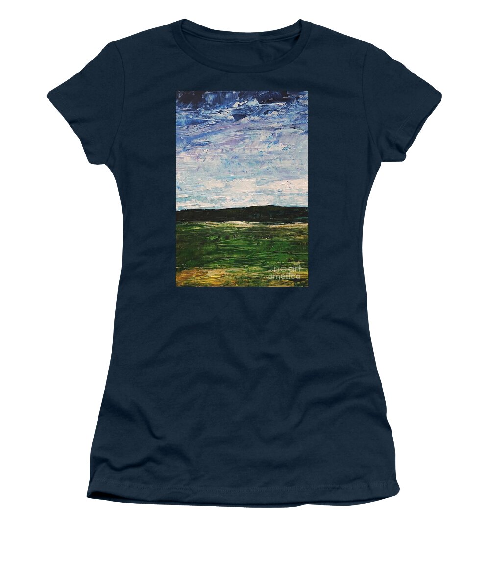 Original Acrylic Painting Women's T-Shirt featuring the painting Michigan Field by Lisa Dionne