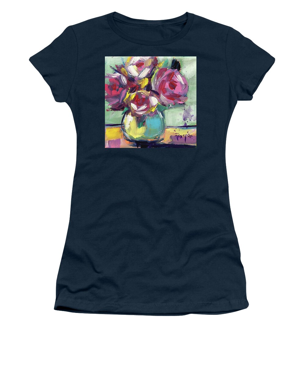 Roses Women's T-Shirt featuring the painting Midday Roses by Roxy Rich