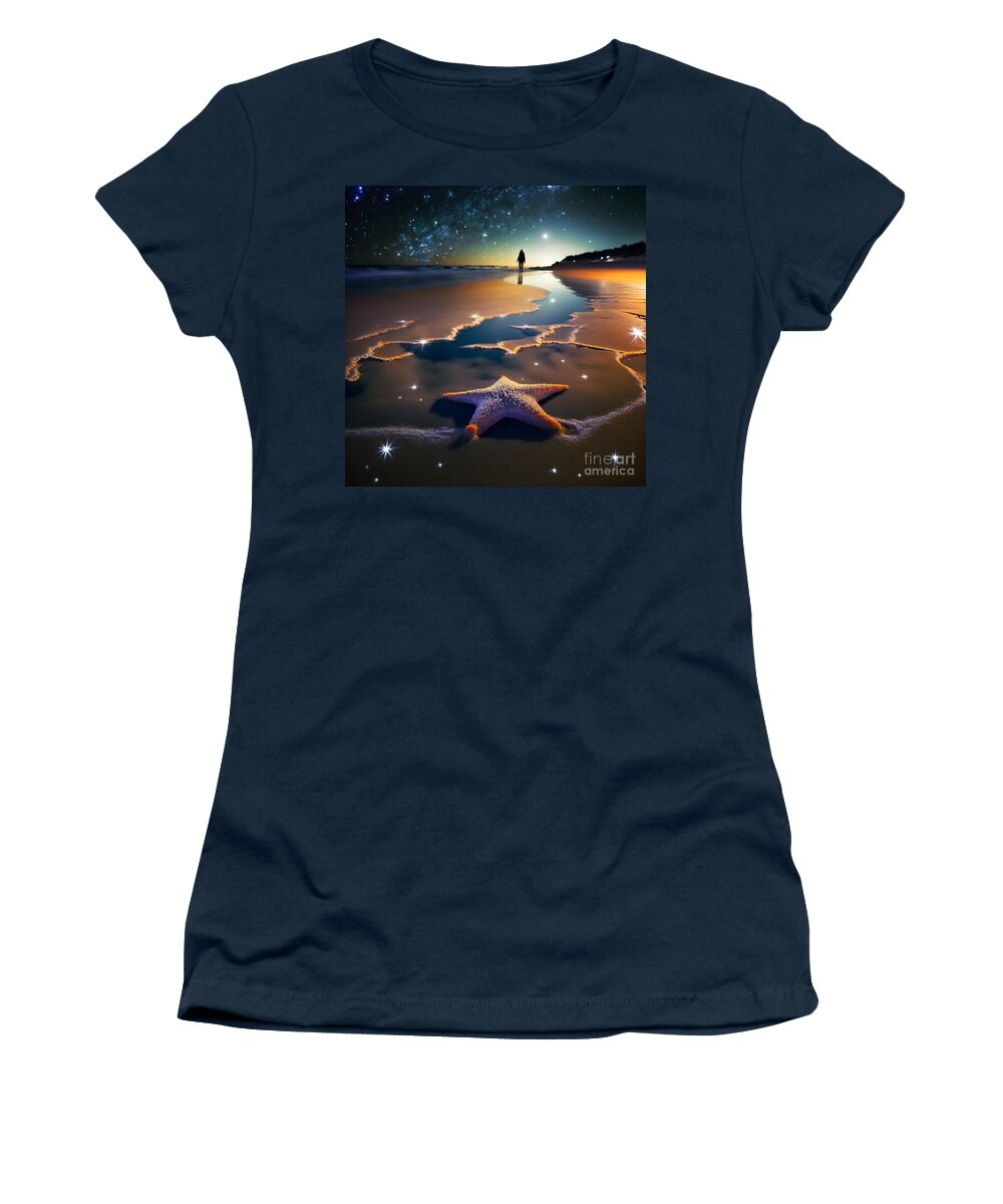 Beach Women's T-Shirt featuring the digital art Midnight Beach VII by Jay Schankman