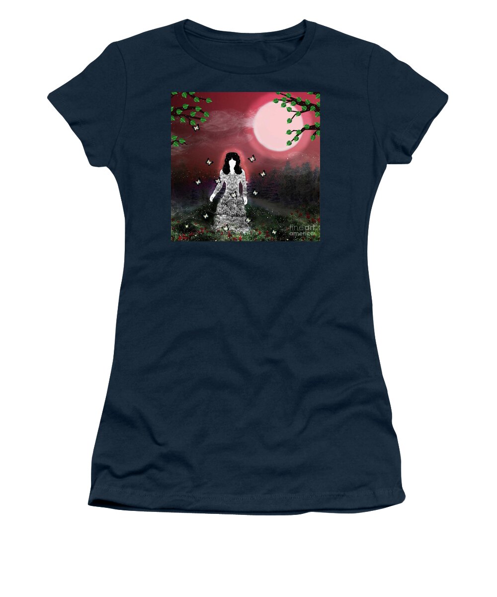 Dreams Women's T-Shirt featuring the mixed media Midnight Dreaming by Diamante Lavendar