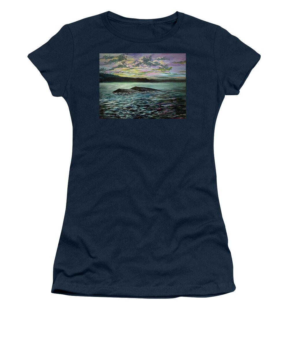 Gray Whales Women's T-Shirt featuring the painting Migration by Larry Whitler