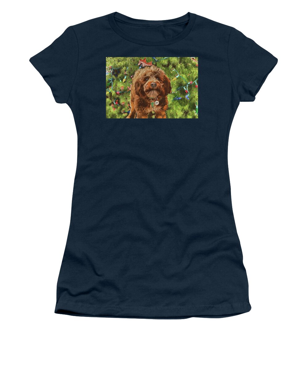 Miles Women's T-Shirt featuring the photograph Miles loves Christmas by Dennis Baswell
