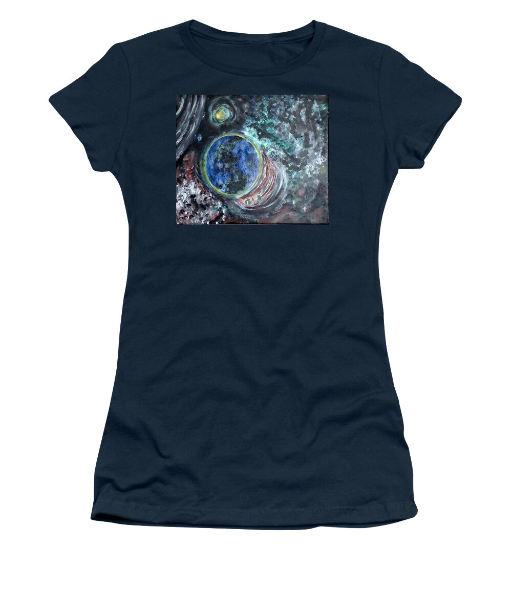 Milk Way Women's T-Shirt featuring the painting Milky Way Galaxy by Suzanne Berthier