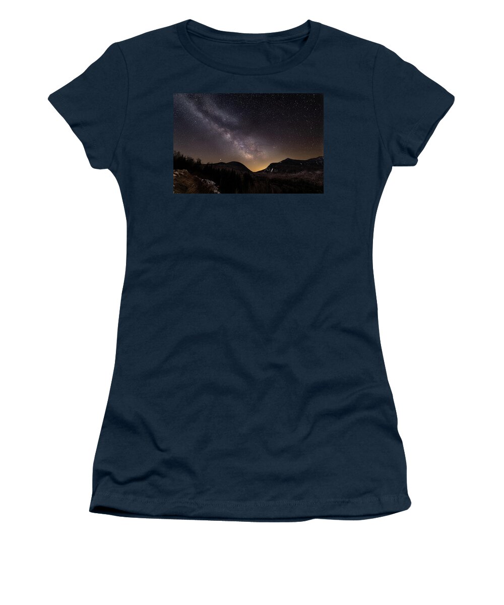 Milky Way Women's T-Shirt featuring the photograph Milky Way on the Kancamagus Highway in the White Mountains by William Dickman