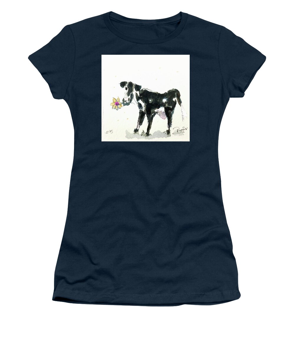 Cow Women's T-Shirt featuring the painting Mini Cow 3 by Roxy Rich