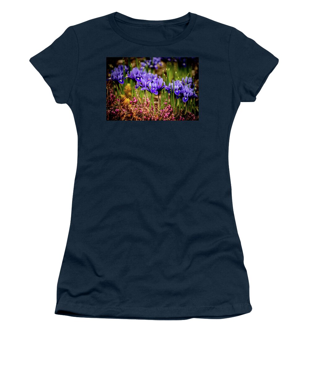 Iris Women's T-Shirt featuring the photograph Miniature Purple Iris by Michael Saunders