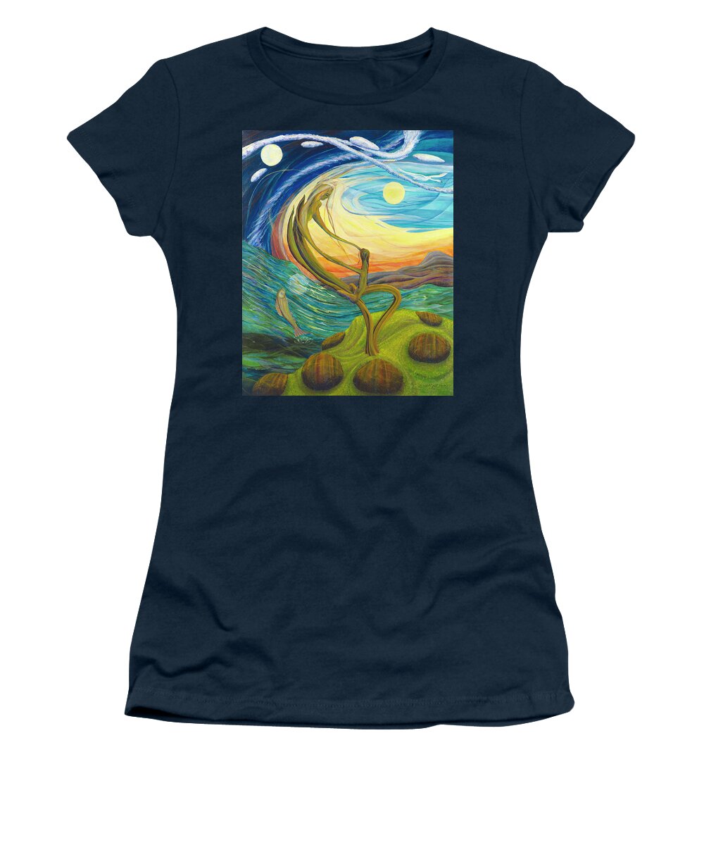Mark Fine Art Women's T-Shirt featuring the painting Moment of Forever by Mark Johnson