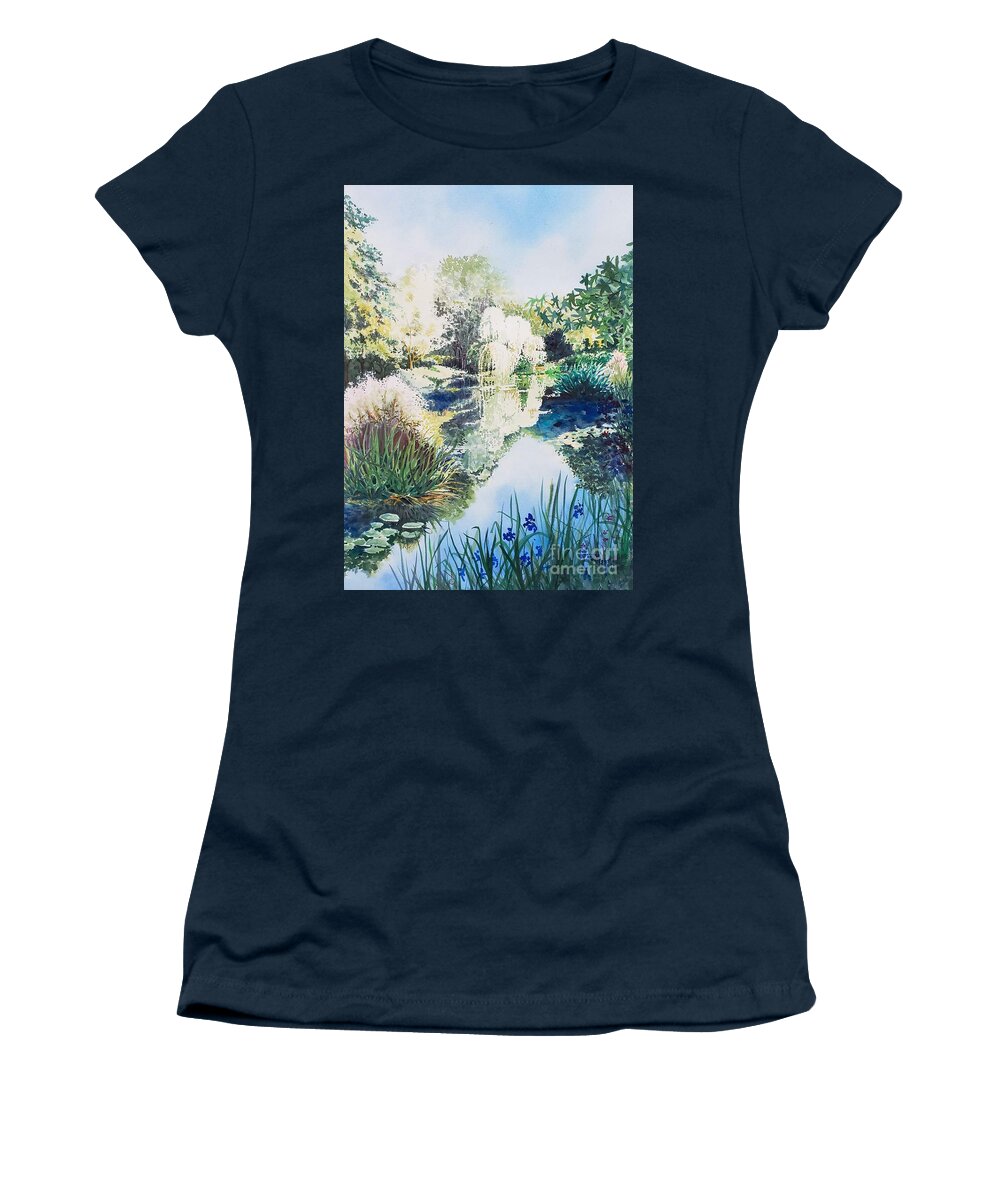 Monet Women's T-Shirt featuring the painting Monet's pond by Merana Cadorette
