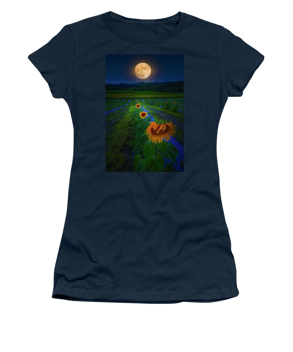 Moon Women's T-Shirt featuring the photograph Moon Flowers by Mark Andrew Thomas