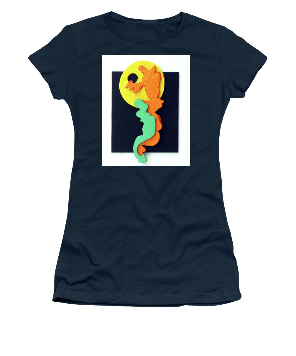 Moon Women's T-Shirt featuring the painting Moon Struck by John Lautermilch