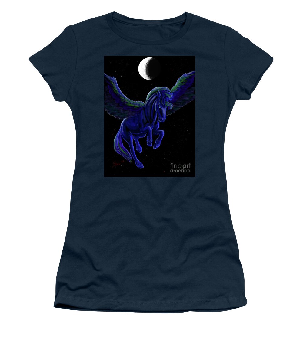 Digital Painting Women's T-Shirt featuring the digital art Moonlit Flight by Rohvannyn Shaw