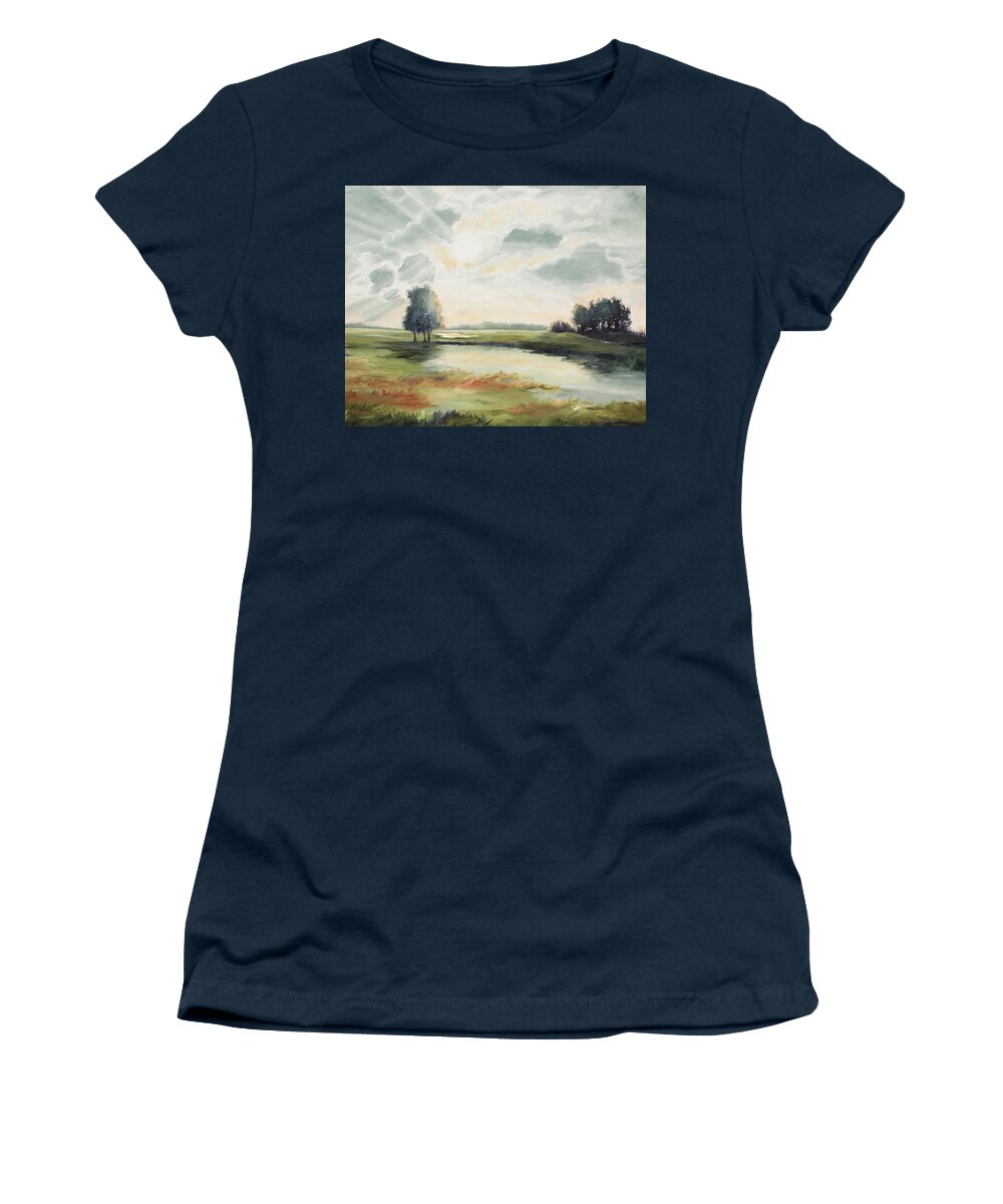 Trees Women's T-Shirt featuring the painting Morning Glory by Katrina Nixon