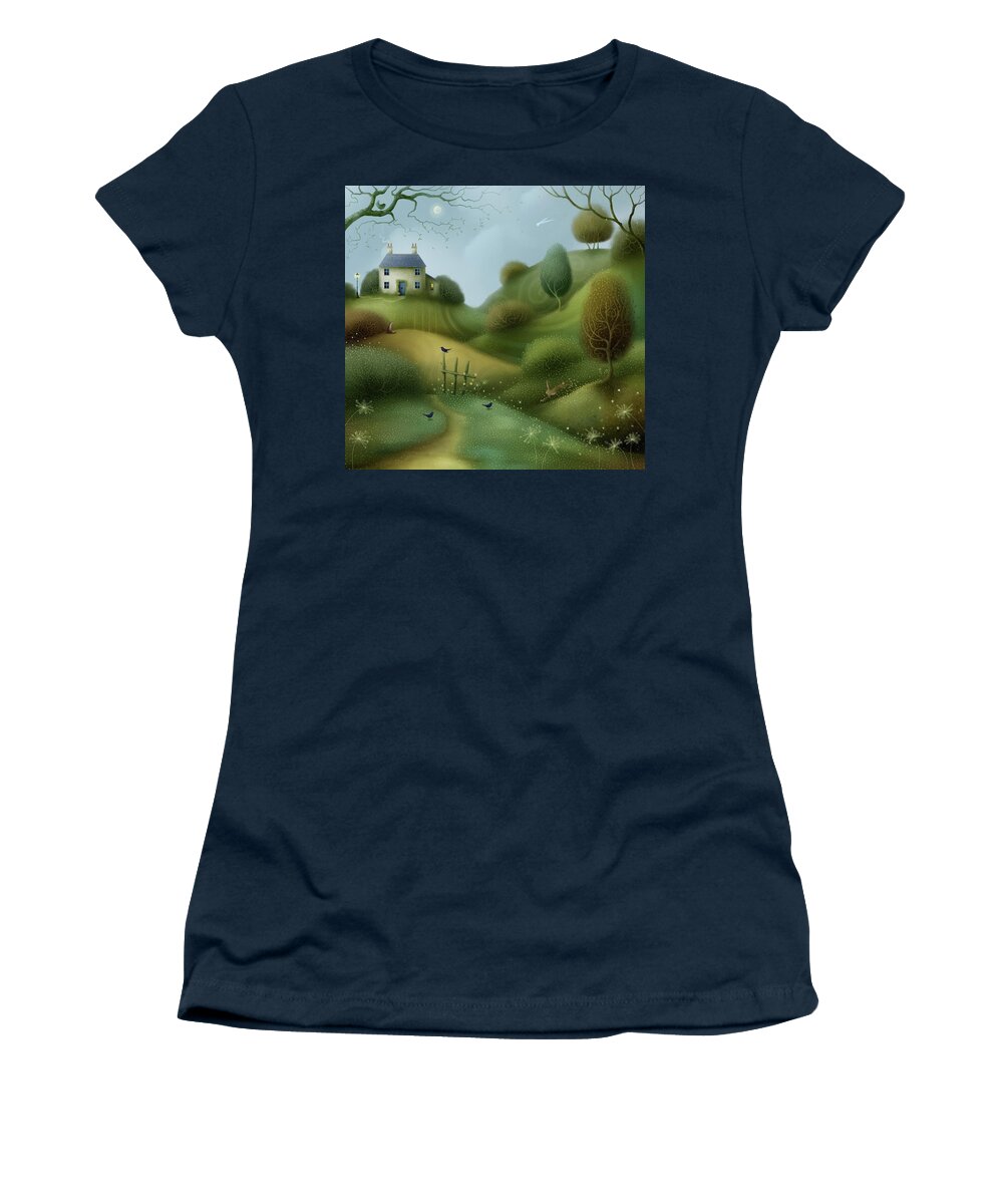 Landscape Art Women's T-Shirt featuring the painting Morning has broken by Joe Gilronan