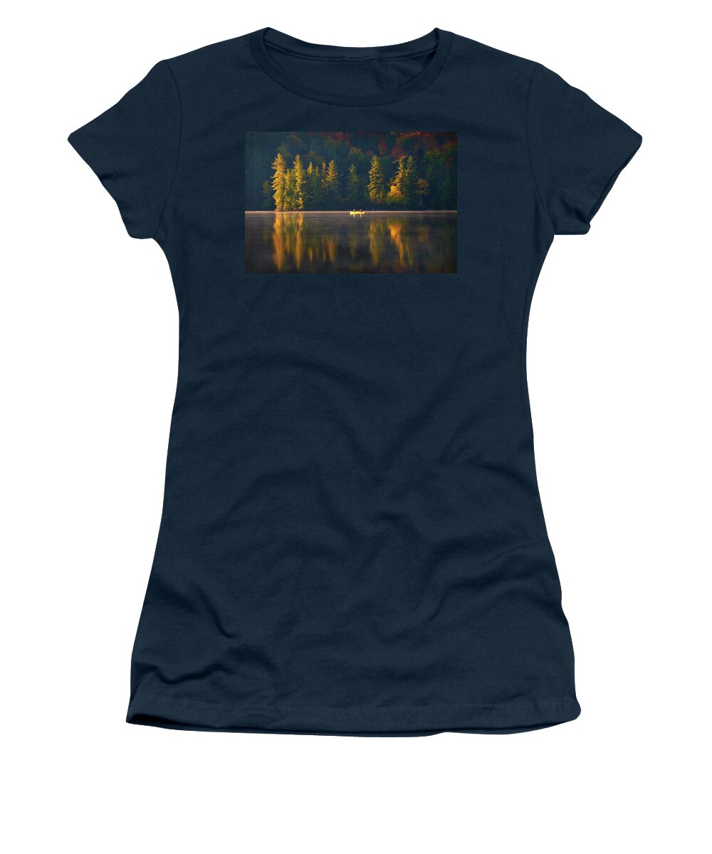 Sunrise Women's T-Shirt featuring the photograph Morning Paddling in Algonquin by Henry w Liu