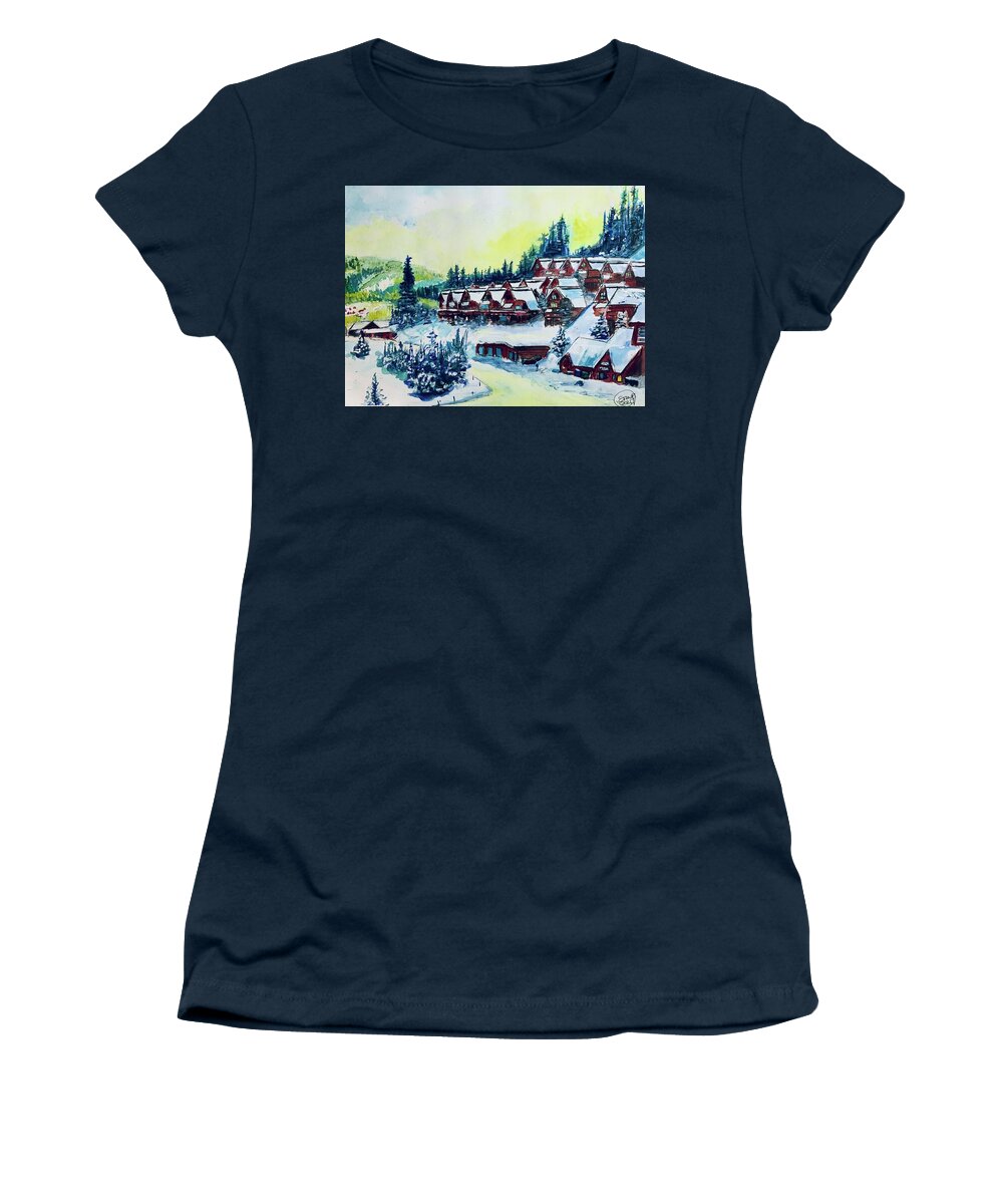 Big Sky Women's T-Shirt featuring the mixed media Morning Under the Big Sky by Eileen Backman