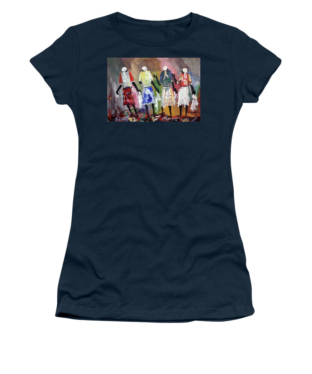 African Art Women's T-Shirt featuring the painting Mothers Of Peace by Peter Sibeko 1940-2013