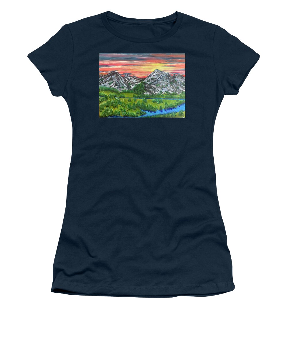 Mountain Women's T-Shirt featuring the painting Mountain Magic by Lisa White