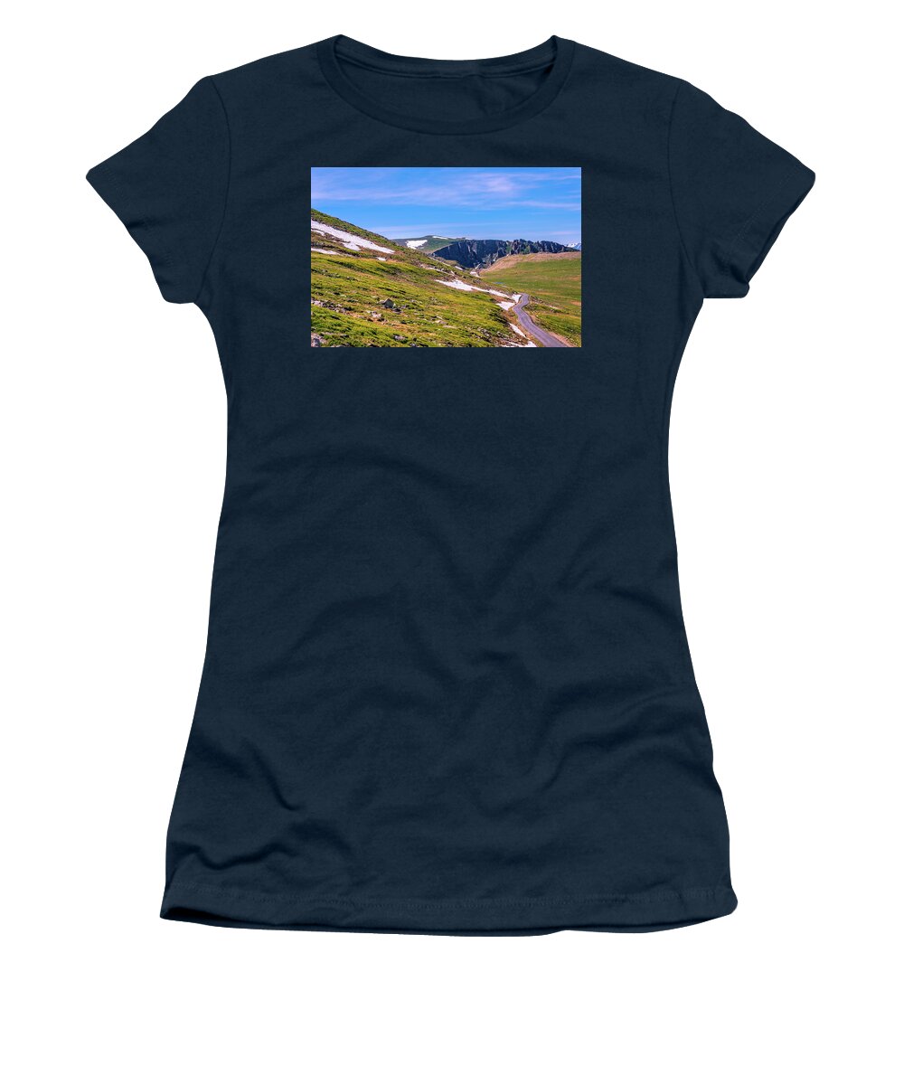 Driving Women's T-Shirt featuring the photograph Mountain Road by Nathan Wasylewski
