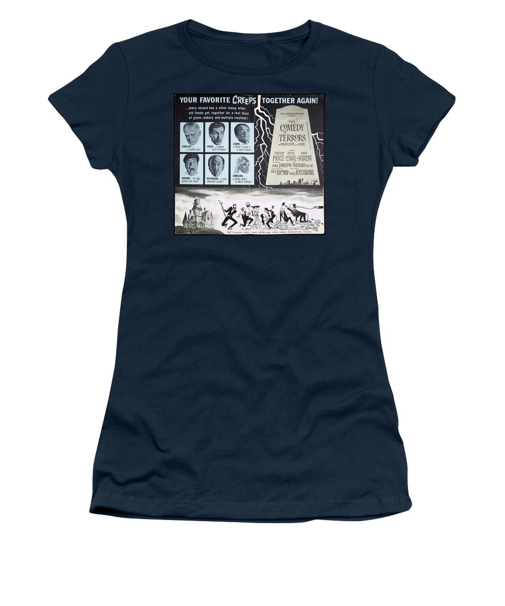 Comedy Women's T-Shirt featuring the mixed media Movie poster for ''Comedy of Terrors'', 1964 by Movie World Posters