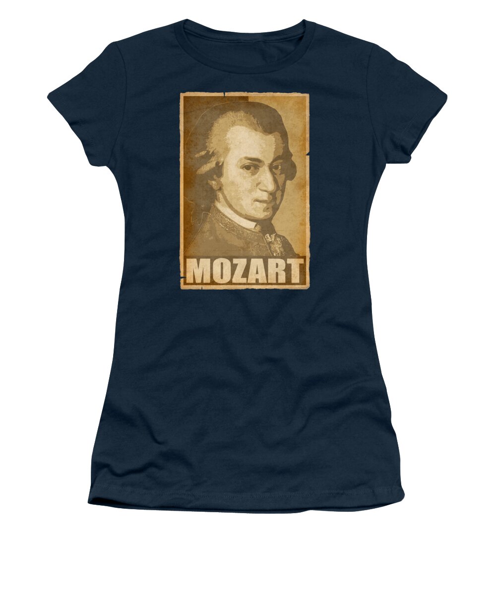 Mozart Women's T-Shirt featuring the digital art Mozart Propaganda Pop Art by Filip Schpindel