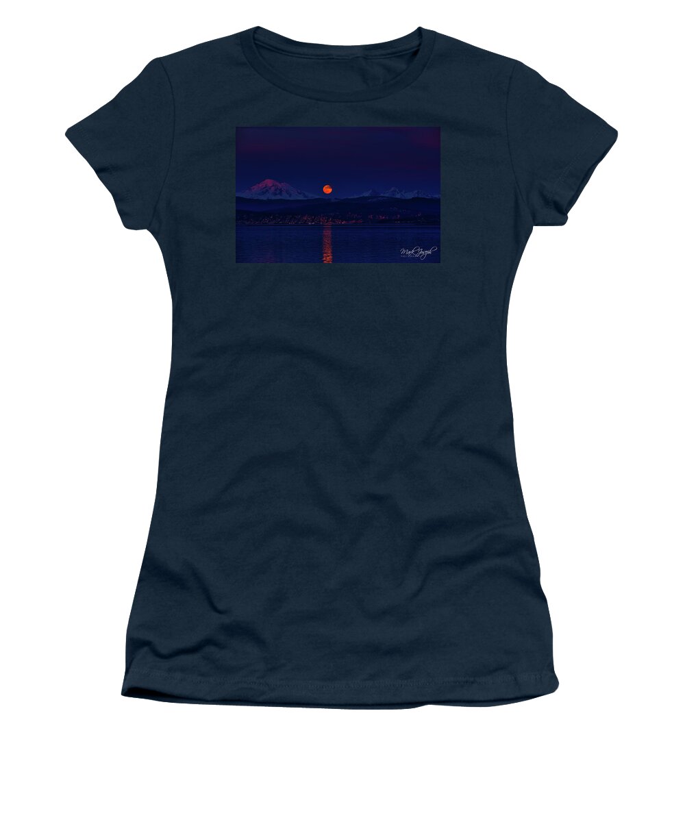Sunset Women's T-Shirt featuring the photograph Mt. Baker Alpenglow by Mark Joseph